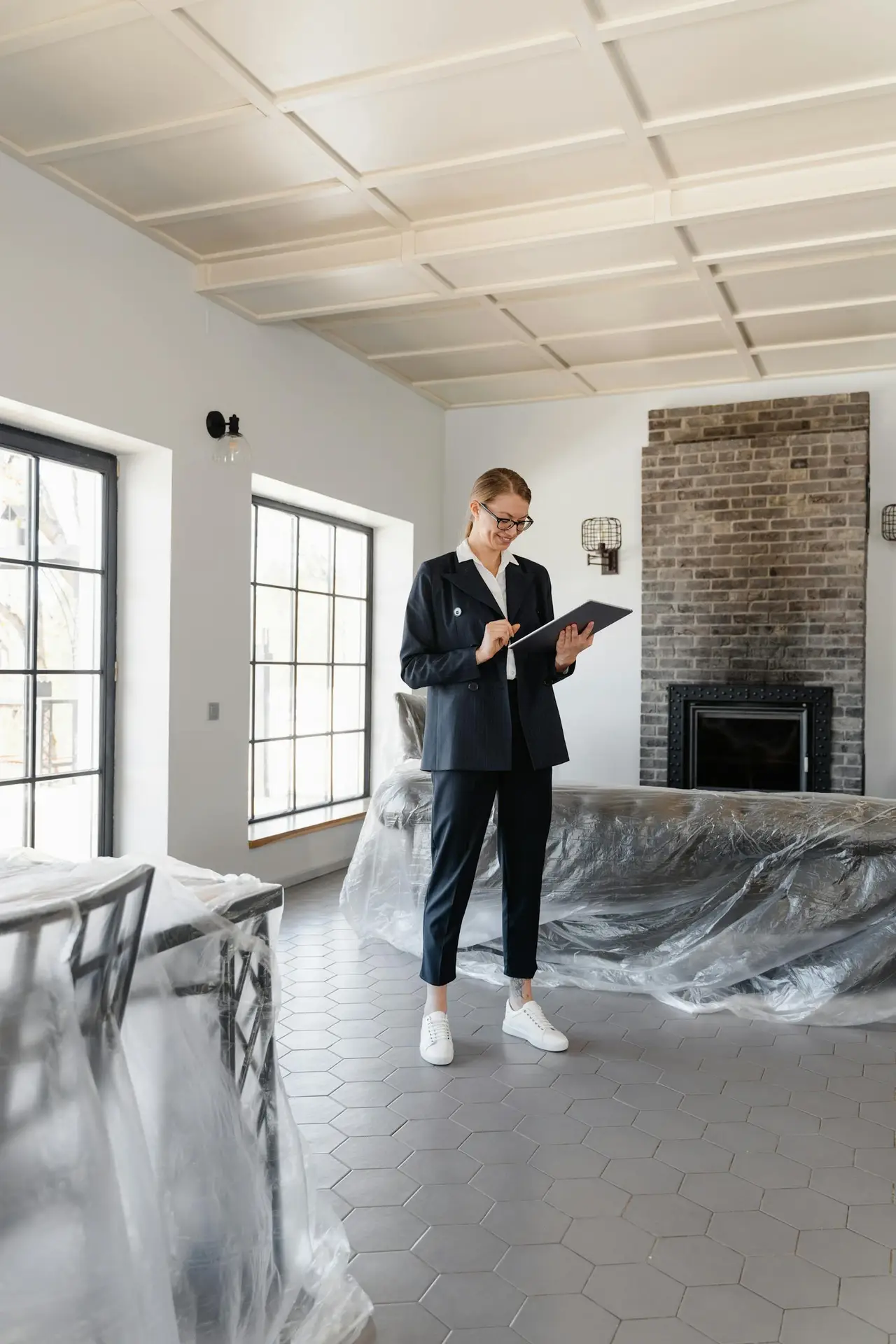 Property manager reviewing a professionally prepared home