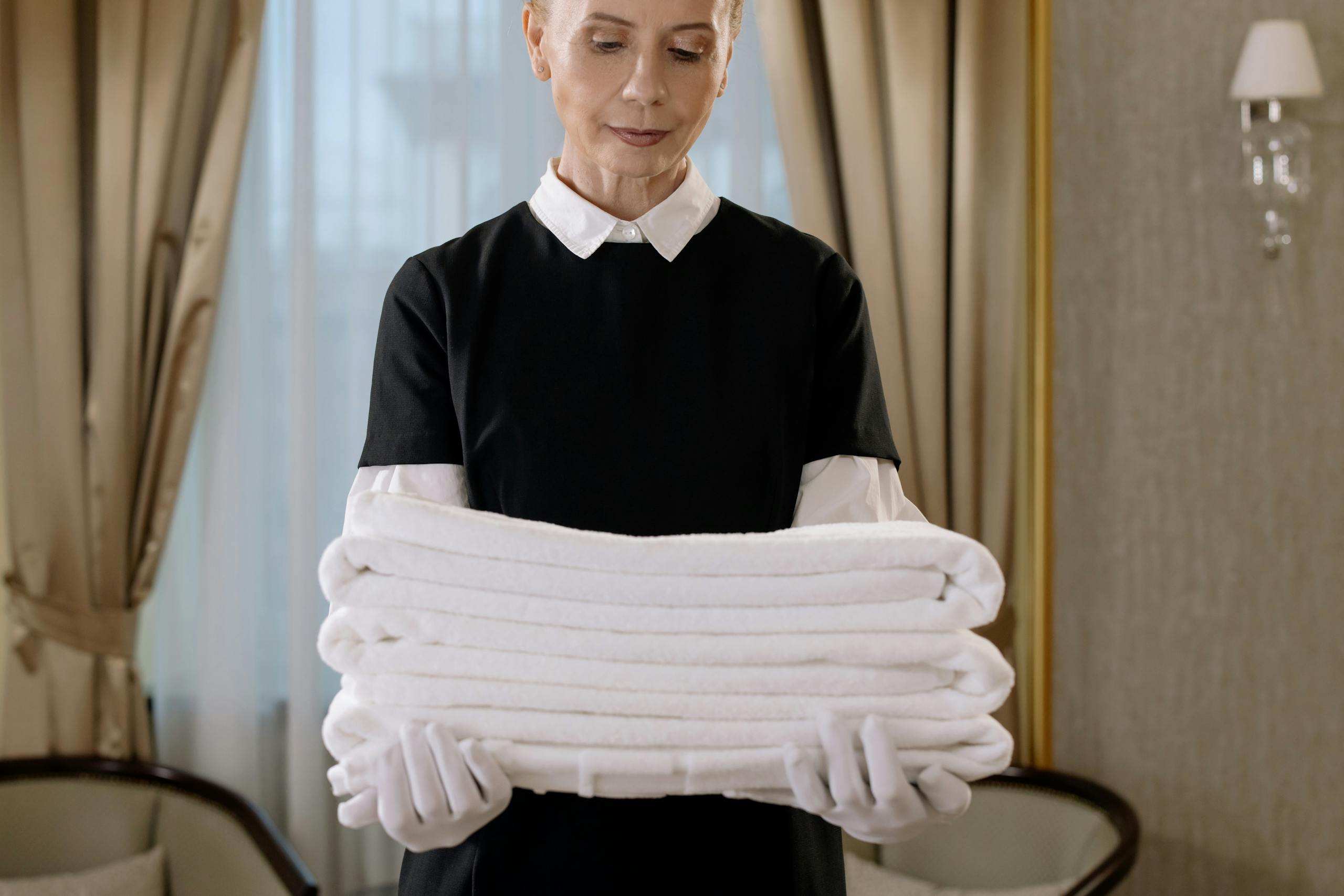 Fresh towels prepared for a serviced apartment